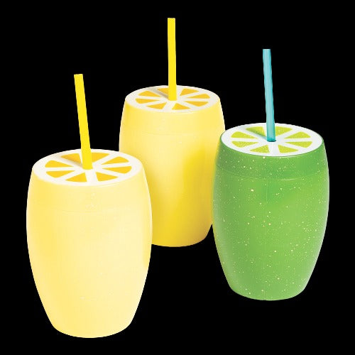 24 Oz Lemon & Lime Cups with Straws
