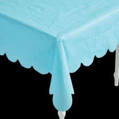 Light Blue Scallop Edge Paper Tablecloth