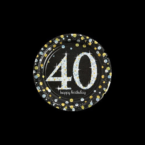 Sparkling Celebration 40th Birthday Paper Dessert Plates