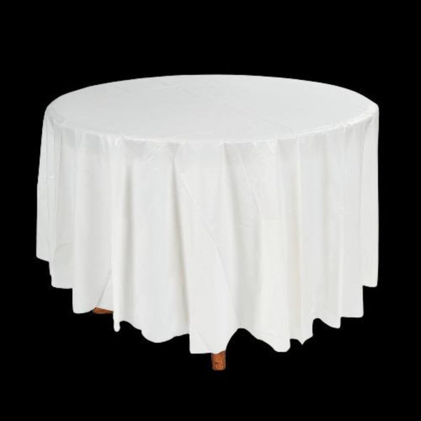 White Round Plastic Tablecloth