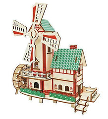Natural Wood 3D Puzzle Lucky Windmill Craft Building Set