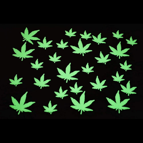 Glow in the Dark Marijuana Weed Pot Leafs Stickers