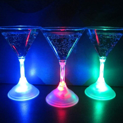 LED Light Up Flashing 7 Oz Martini Glass - Multicolor