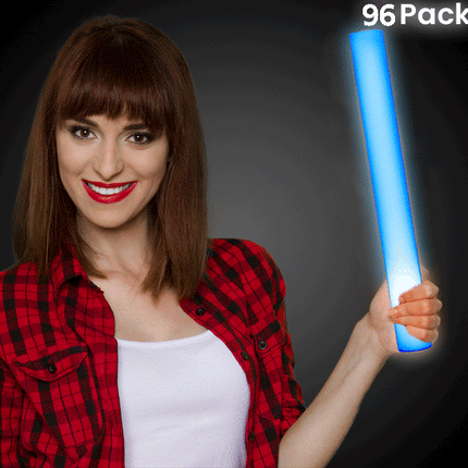 LED Light Up 16 Inch Blue Foam Stick Batons - Pack of 96 Sticks