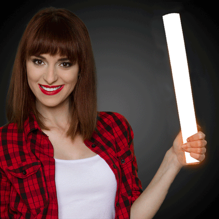 LED Light Up Flashing 18 Inch White Foam Stick Baton