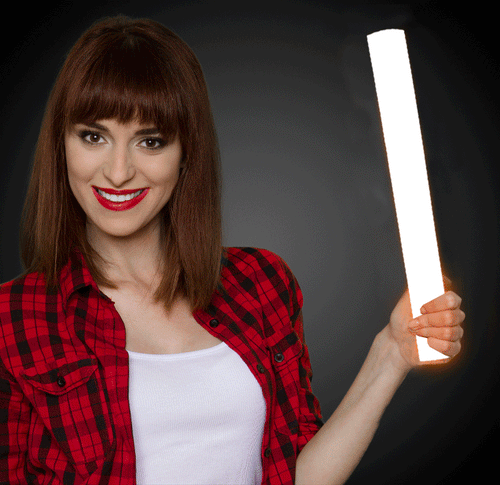 LED Light Up Flashing 16 Inch White Foam Stick Baton