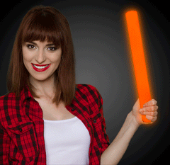 LED Light Up Flashing 16 Inch Orange Foam Stick Baton