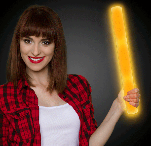 LED Light Up Flashing 16 Inch Yellow Foam Stick Baton
