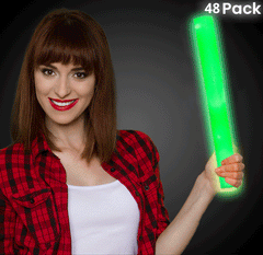 LED Light Up 18 Inch Green Foam Stick Batons - Pack of 48 Sticks