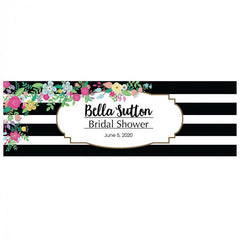 Black & White Stripe Bridal Shower Custom Banner - Medium