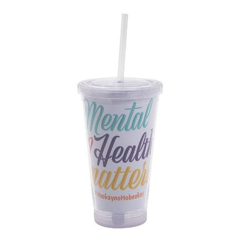 Personalized Mental Health Matters Tumbler With Lid & Straw