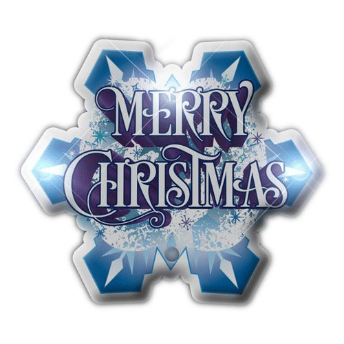 Merry Christmas Snowflake LED Flashing Light Pin
