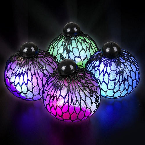 3 Inch Light Up Mesh Squeeze Glitter Balls
