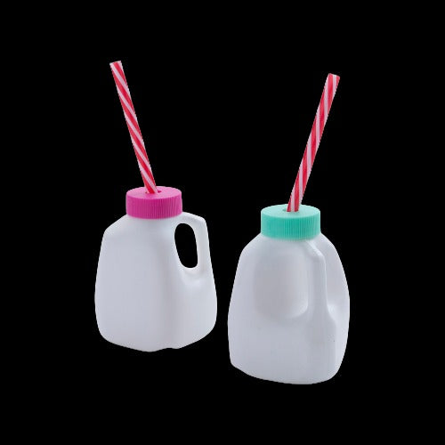 6 Oz Mini Milk Carton-Shaped Cups with Straws