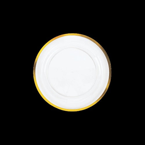 Premium Clear Plastic Dessert Plates with Gold Trim