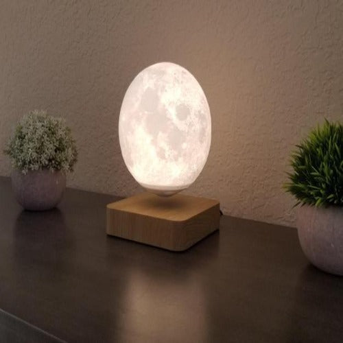 6" Floating Moon Lamp with Wooden Color Base