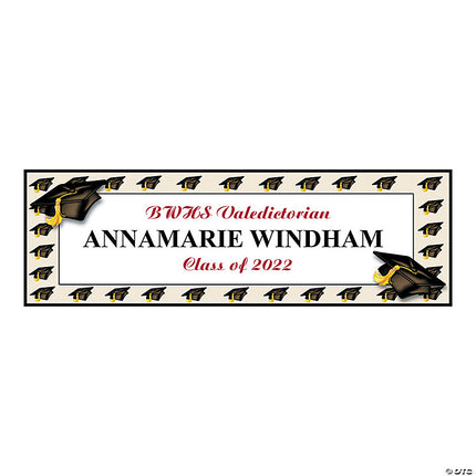 Mortarboard Cap Graduation Custom Banner - Medium