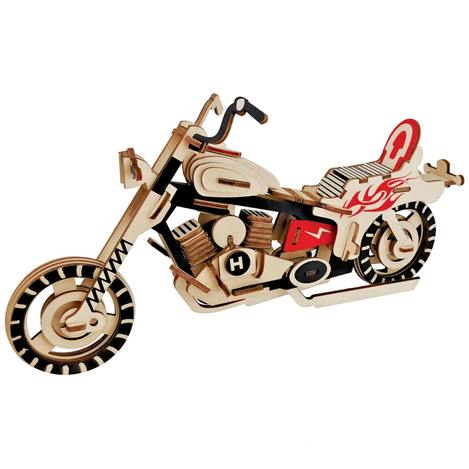 Natural Wood 3D Puzzle Chopper Motorcycle Craft Building Set