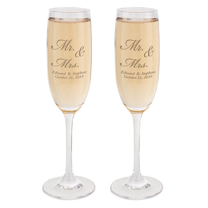 Mr. & Mrs.‚ Personalized Glass Flutes