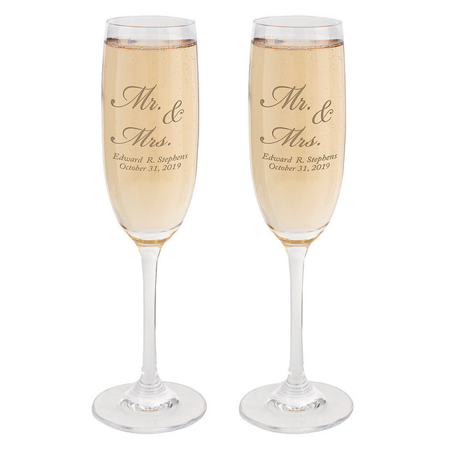 Mr. & Mrs.‚ Personalized Glass Flutes