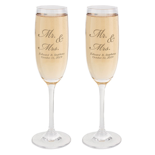 Mr. & Mrs.‚ Personalized Glass Flutes
