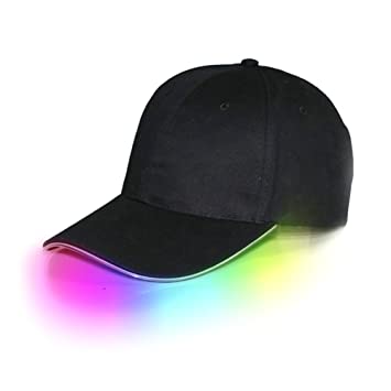 LED Lighted Glow Hat Black Fabric