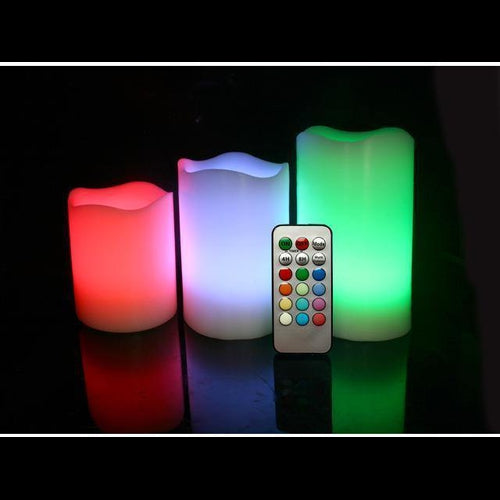 LED Multi Color Flameless Wax Candles with Remote and Timer