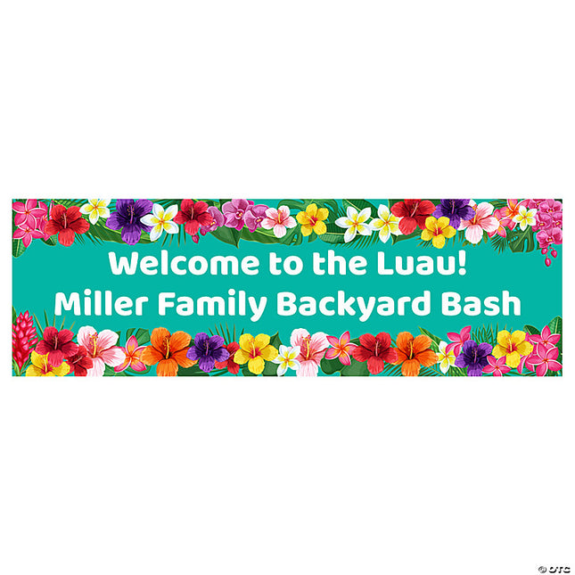 Multicolor Hibiscus Luau Custom Banner - Medium