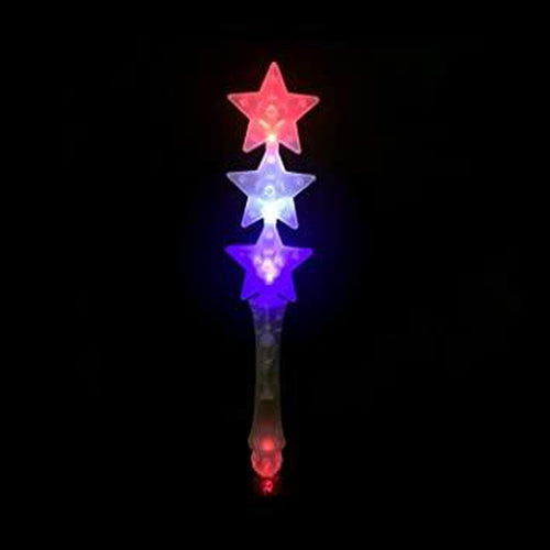 LED Light Up Triple Star Wand - Red-White-Blue | PartyGlowz.com