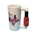 12 oz Nail Polish Handle with Makeup Print Coffee Mug