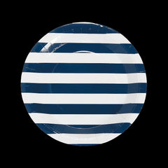 Navy Striped Paper Dinner Plates