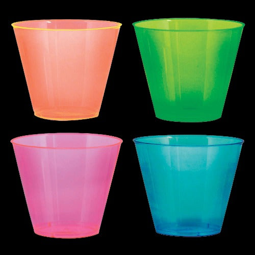 9 Oz Neon Plastic Party Cups - Assorted Colors