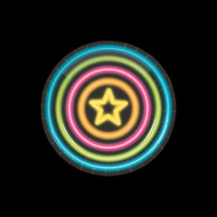 Neon Glow Party Round Paper Dessert Plates