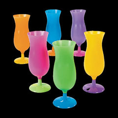 14 Oz Neon Plastic Hurricane Glasses - Assorted