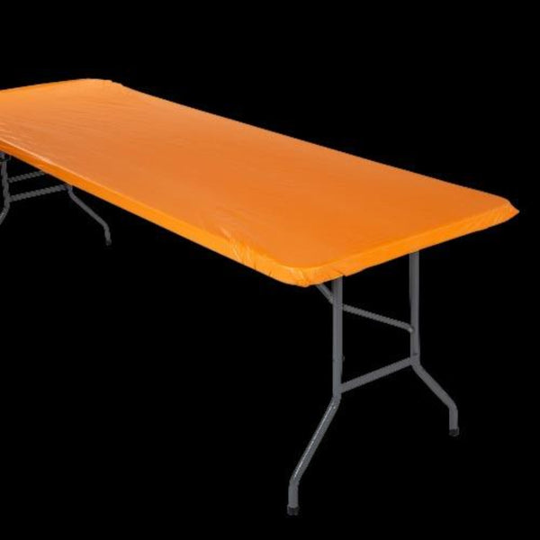 Orange Fitted Rectangle Plastic Tablecloth