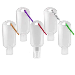 50ml Refillable Hand Sanitizer Empty Bottles With Keychain Carabiner with 1 Nozzle and 4 Flip Bottles