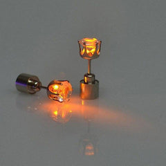 LED Light Up Orange Diamond Shape Stud Earrings