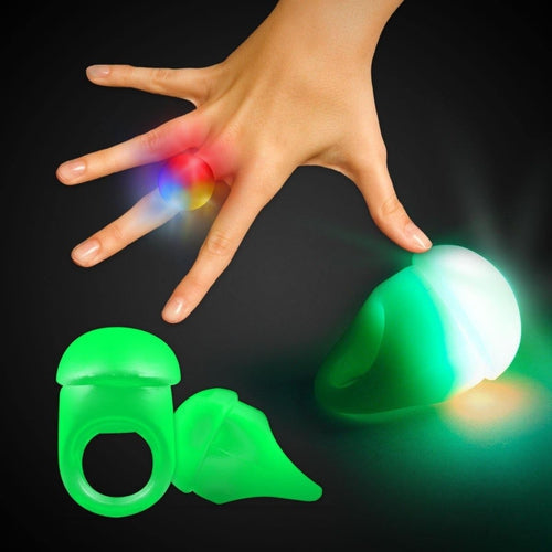 LED Flashing Green Jelly Rings