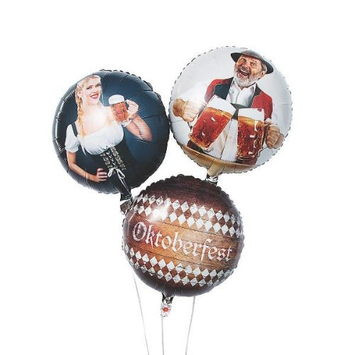 Oktoberfest 18" Mylar Balloons - Assorted 3 Per Pack
