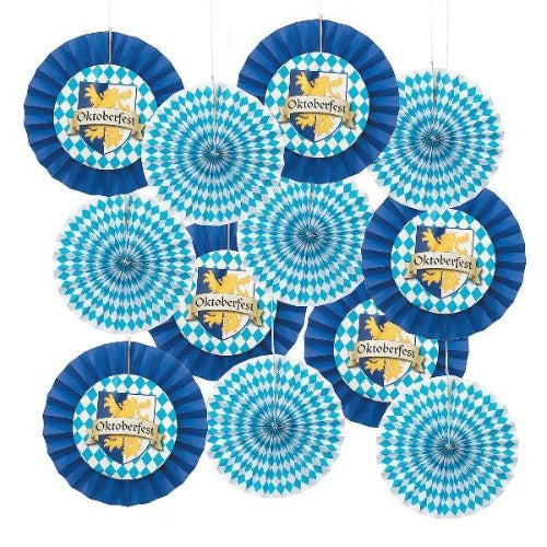 Oktoberfest Hanging Fans (12 To 14 Inches) - 12 Per Pack