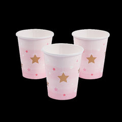 9 Oz Pink One Little Star Paper Cups