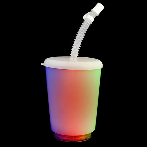 LED Light Up 12 Oz Opaque Cup with Lid and Straw - Multicolor