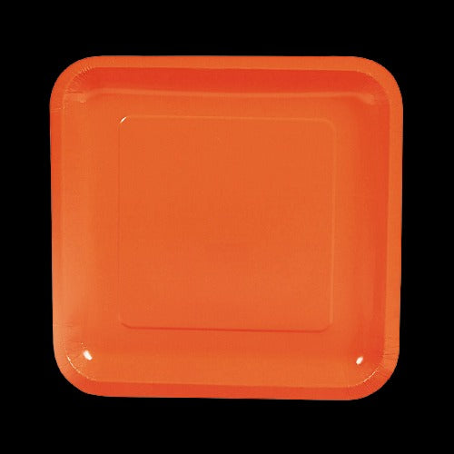 Orange Square Paper Dinner Plates