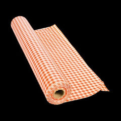 Orange Gingham Plastic Tablecloth Roll - 100 Feet
