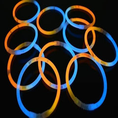 8 Inch Premium Glow Stick Bracelets - Bi Color - Orange/Aqua