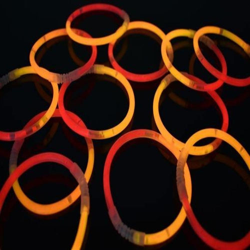 8 Inch Premium Glow Stick Bracelets - Bi Color - Orange/Red