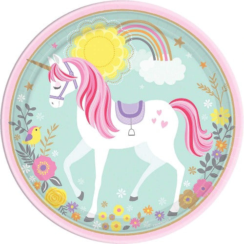 Unicorn Party Floral Dinner Plates