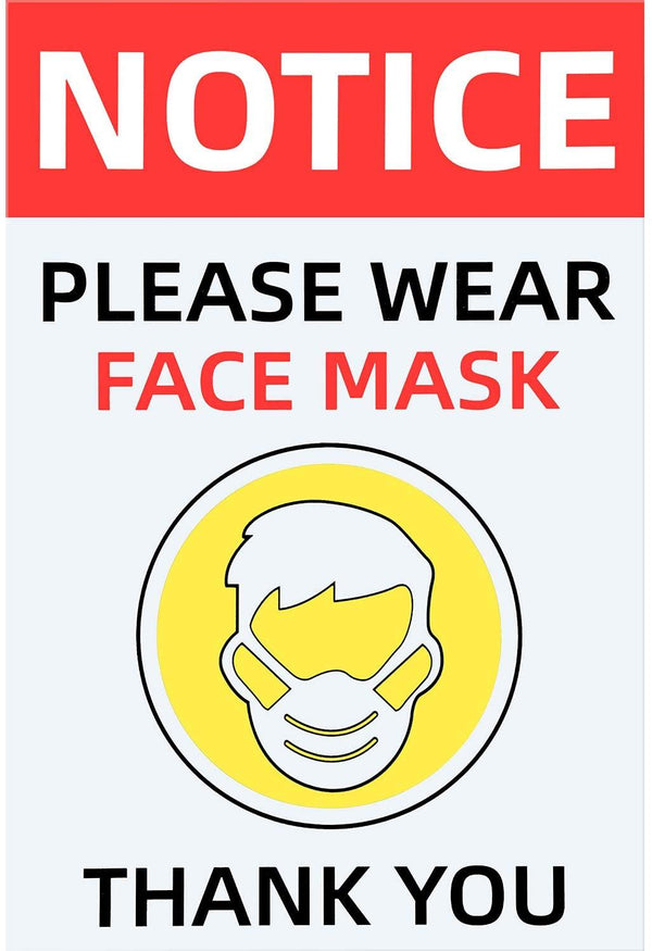 Social Distance Sign Decal Sticker, Please Wear Masks, 7 x 10 Inch - Pack of 10