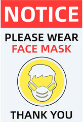 Social Distance Sign Decal Sticker, Please Wear Masks, 7 x 10 Inch - Pack of 10