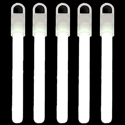 6 Inch Slim White Glow Sticks With Lanyards - Pack of 12